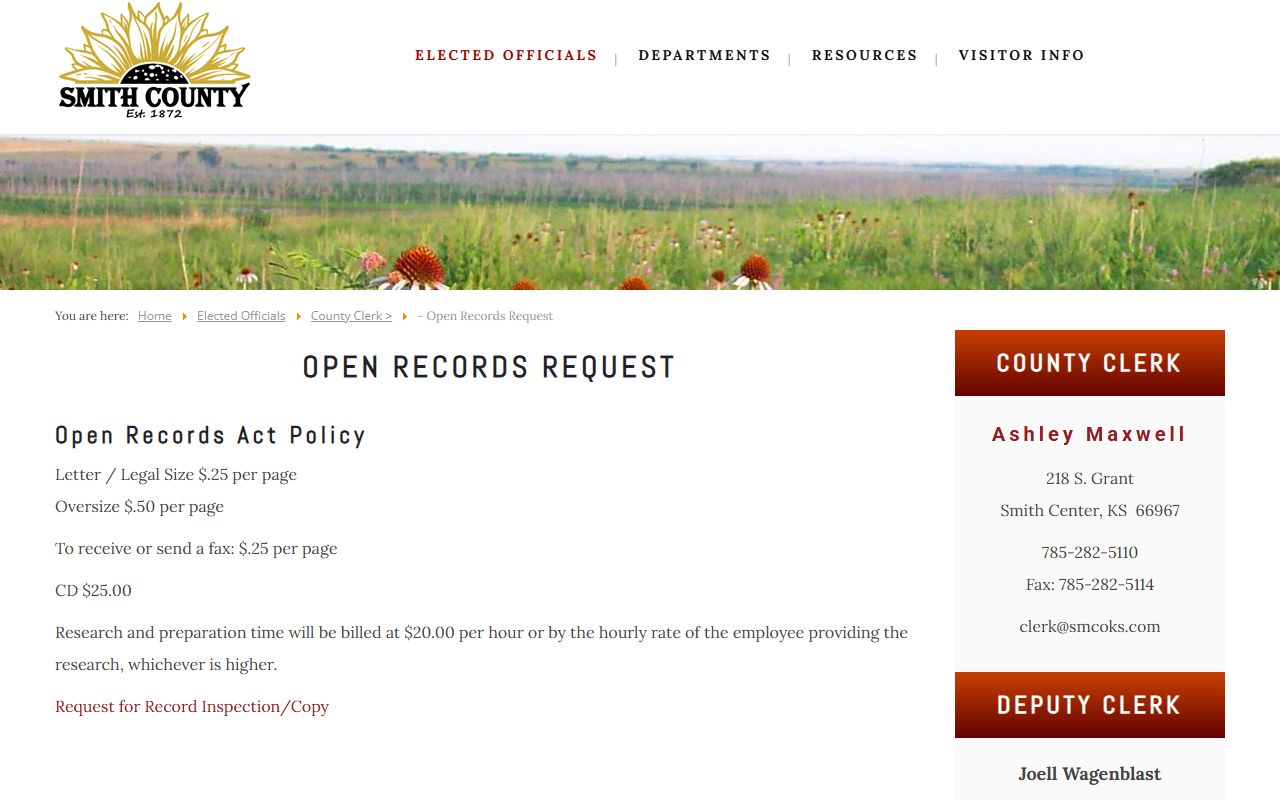 Smith County Clerk of the District Court records open records policy