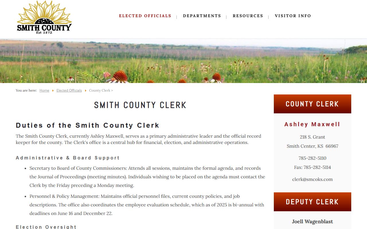 Smith County Clerk of the District Court records and County Clerk office distinction