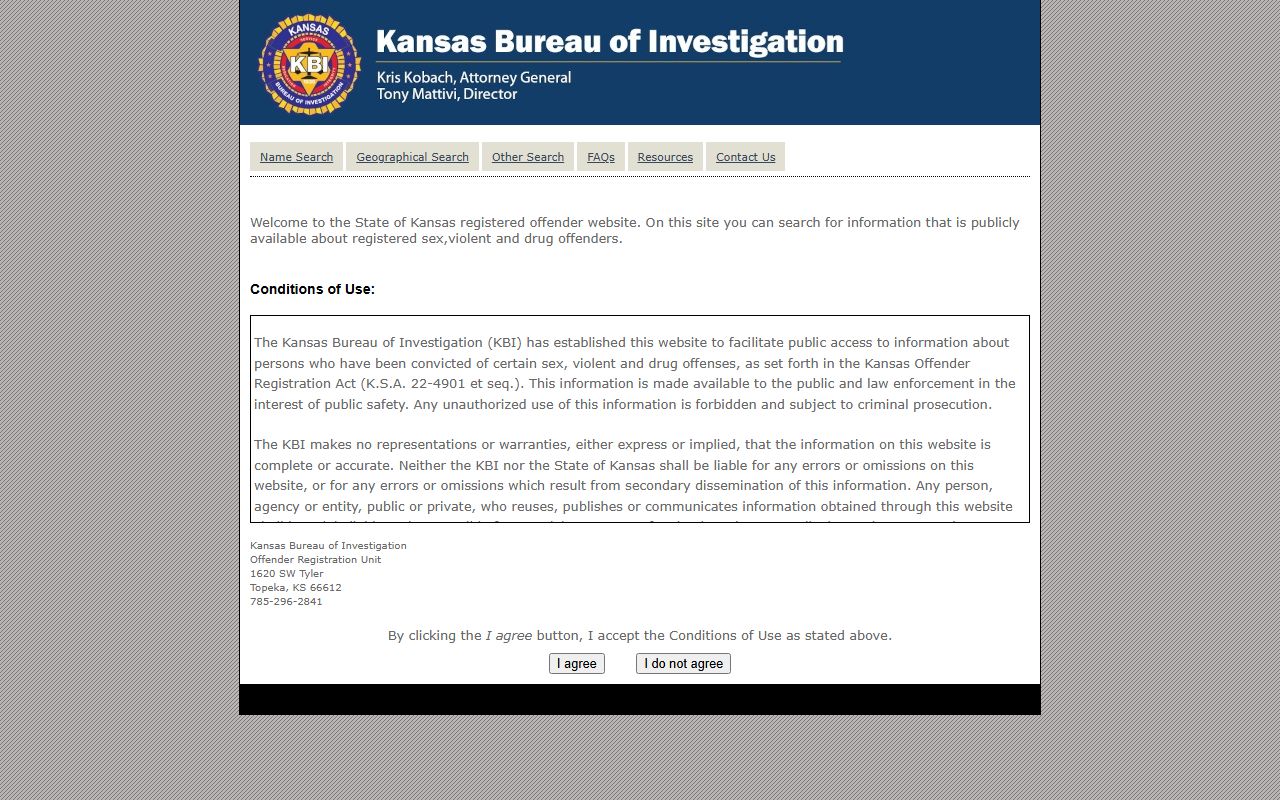 Smith County arrest records KBI registered offender search source