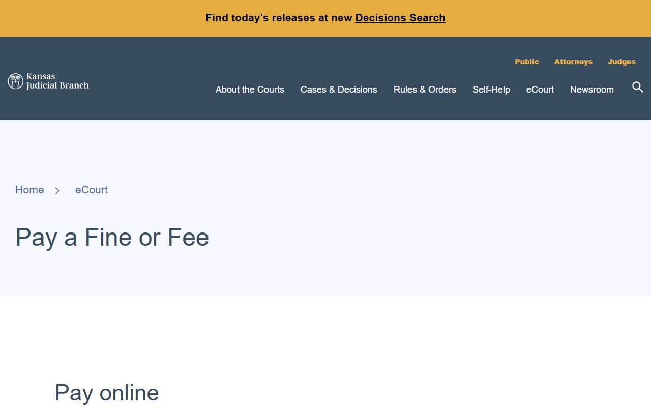 Smith County court dockets Kansas pay a fine or fee page