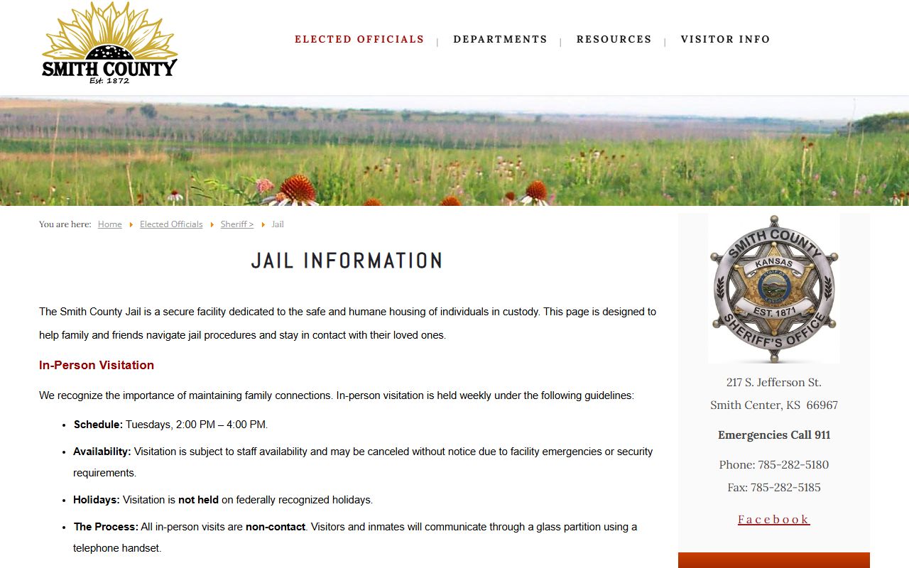 Smith County inmate records official jail information page