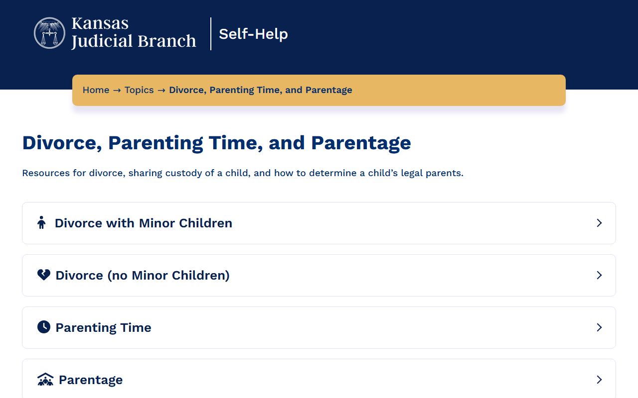 Smith County divorce records Kansas Judicial Branch divorce self-help page