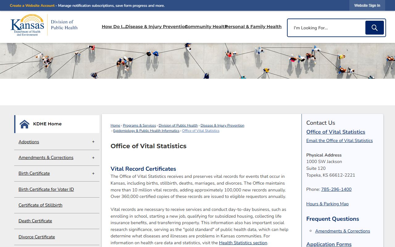 Smith County divorce records KDHE divorce certificate ordering page