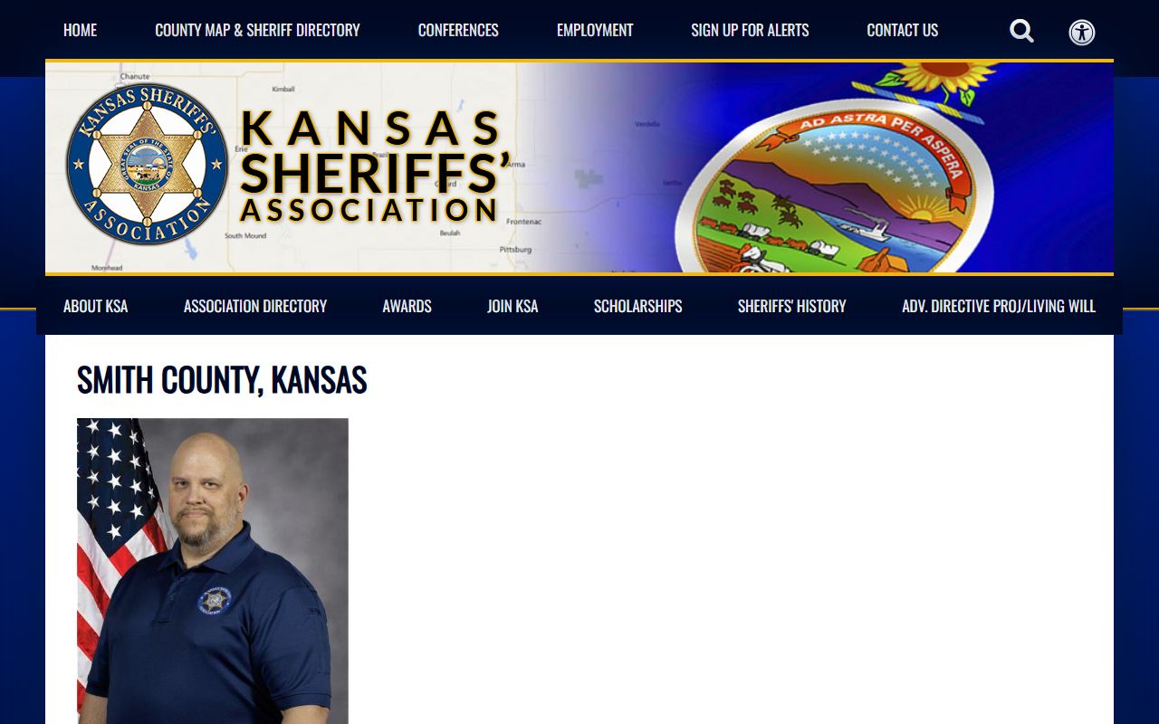 Smith County warrant records Kansas Sheriffs Association directory entry
